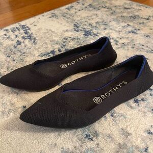 Rothy's Black Flats with Blue Trim